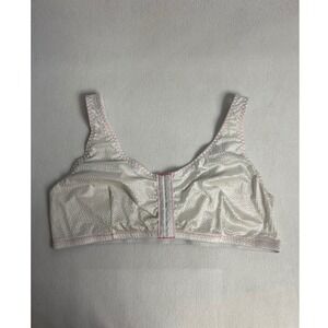 Retro Comfort Doctors Choice Womens Size 44 White Pink Front Hook Wireless Bra